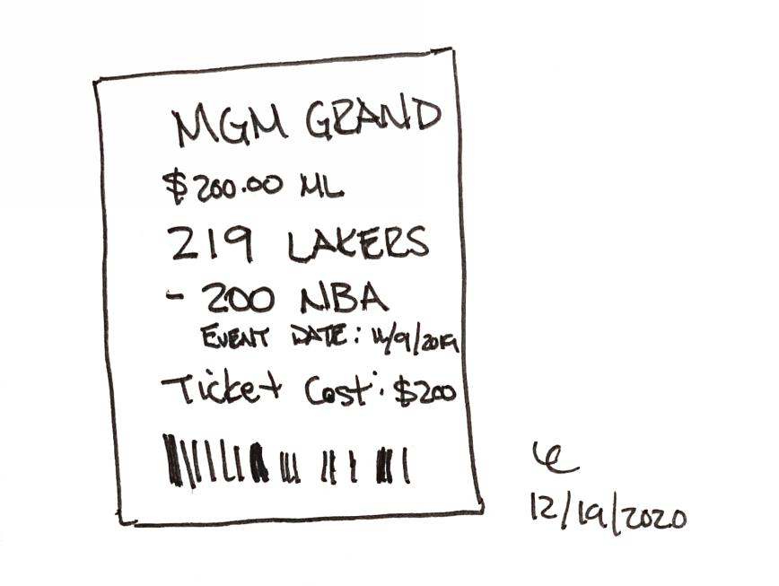 sketch of a sports betting ticket