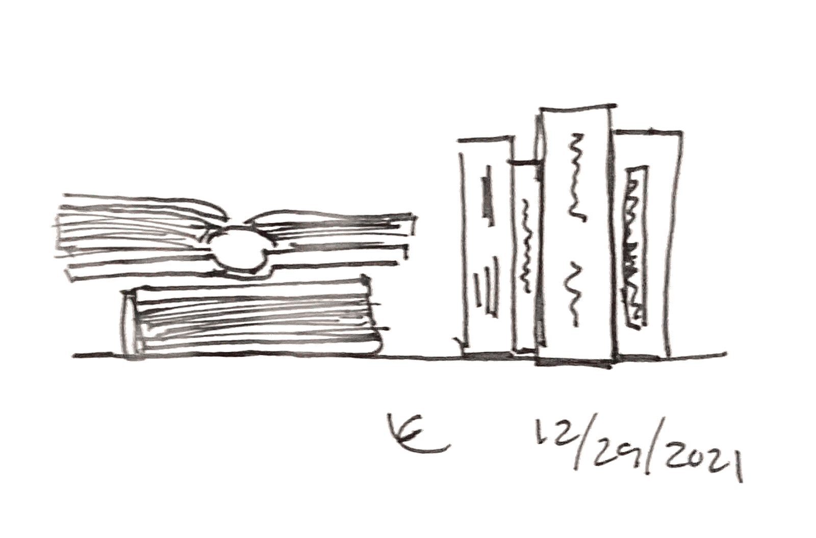 sketch of an opened book