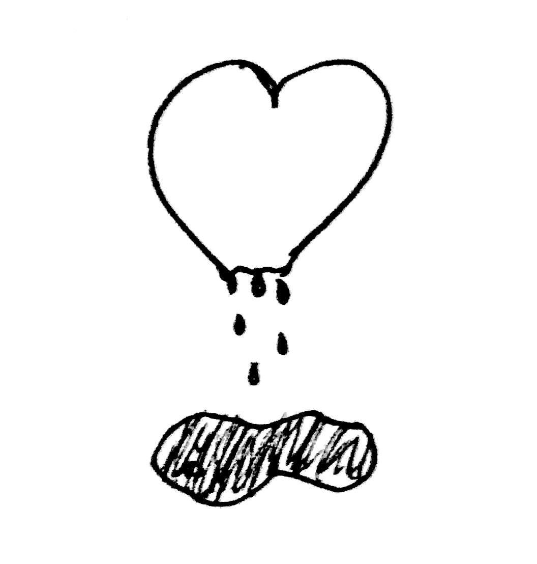 sketch of heart with bottom melting