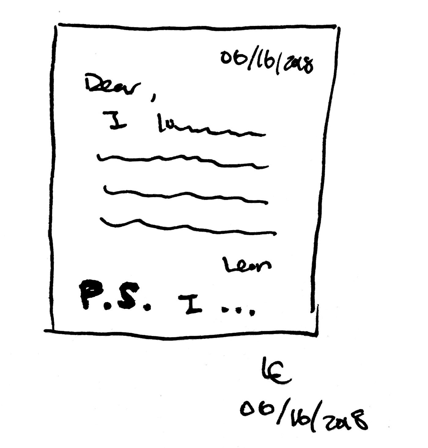 sketch of a handwritten letter
